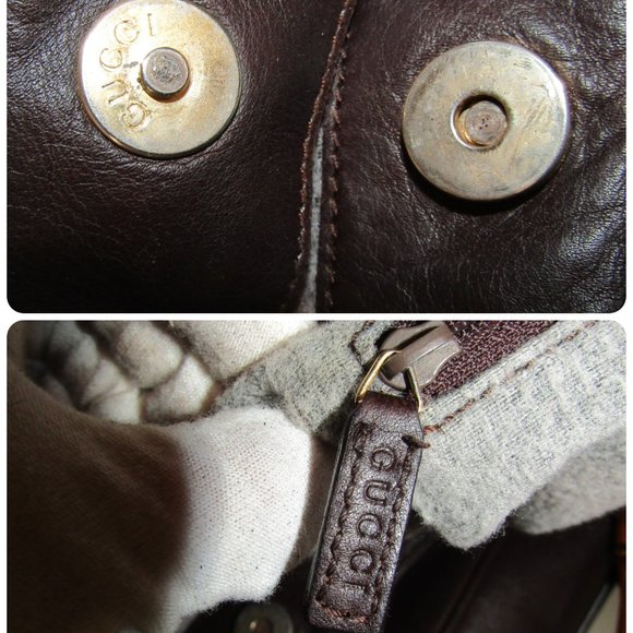 AUTHENTIC GUCCI BROWN LEATHER LARGE BAMBOO SHOULDER CROSSBODY BAG - Picture 10 of 15